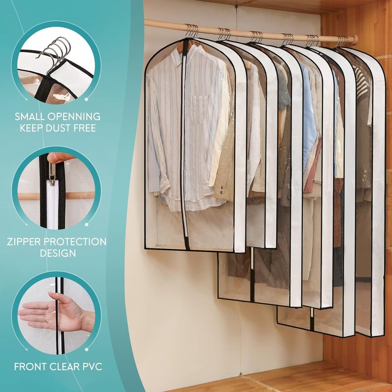 Perber 40" Clear Garment Bags for Hanging Clothes, 4" Gusseted Suit Bags for Closet Storage, Hanging Clothes Storage Suit Cover Bags with Zipper for Coats, Jackets, Shirts, 4 Packs - Image 5